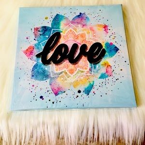 Colorful Rose “Love” Canvas Wall Art